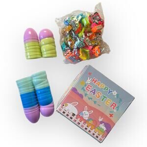 Fillable Plastic Easter Eggs w/ Bag of Toy Vehicles Egg Hunt Party Favors 18 pc